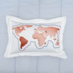 Almofada Bordada Mapa World