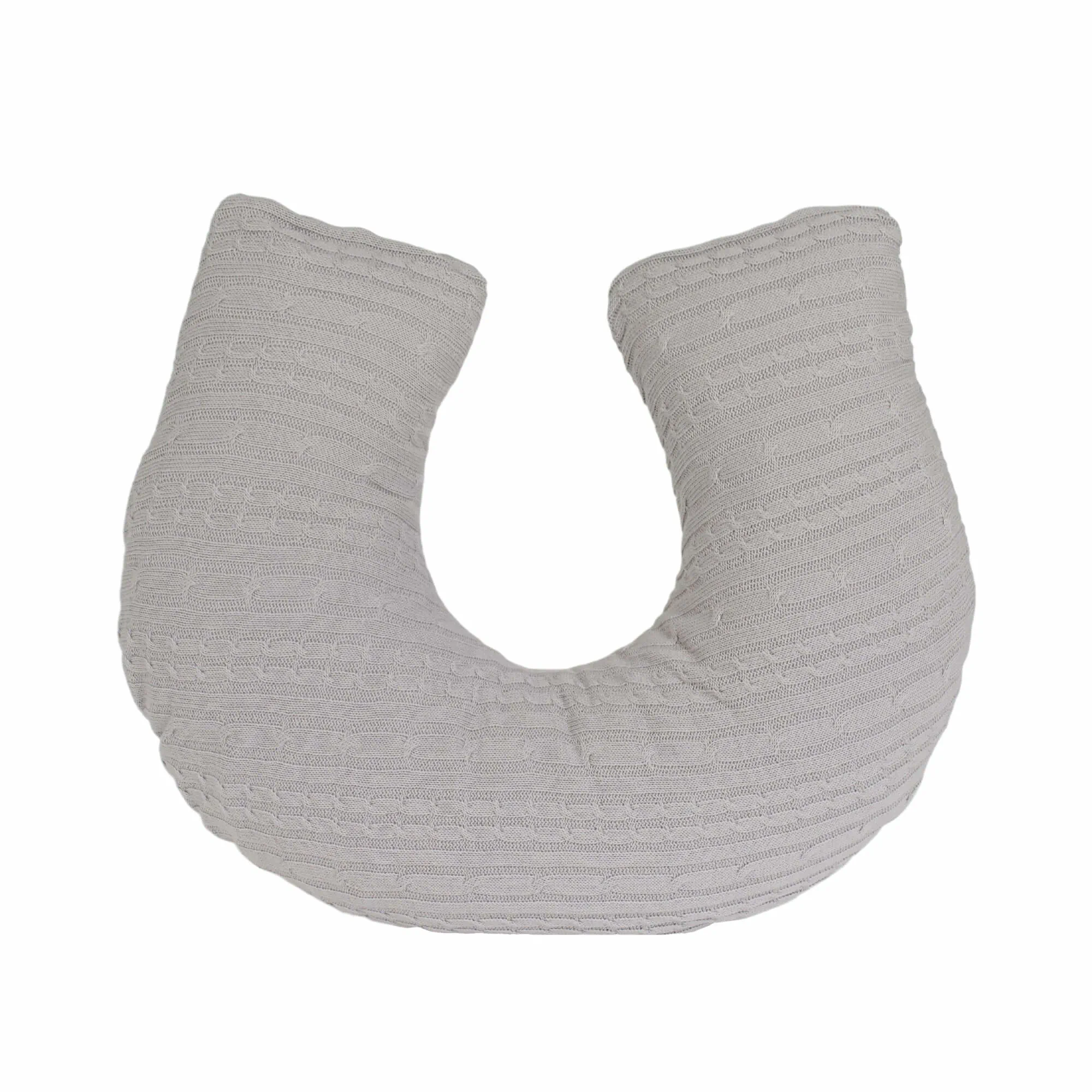 Almofada de Amamentação Tricot Trança Cinza Claro 1